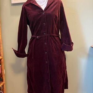 VTG L. L. BEAN Corduroy Dress Wine Red Sophisticated Cosmopolitan Elegant 6P